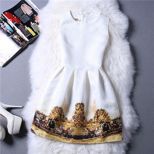 Cartoon Castle Summer Sleeveless Girls Print Dress Knee Length Princess A-Line Dress Clothes For Kids 6 to 12 years Old Kids - CelebritystyleFashion.com.au online clothing shop australia