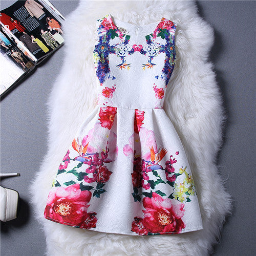Cartoon Castle Summer Sleeveless Girls Print Dress Knee Length Princess A-Line Dress Clothes For Kids 6 to 12 years Old Kids - CelebritystyleFashion.com.au online clothing shop australia