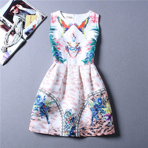Cartoon Castle Summer Sleeveless Girls Print Dress Knee Length Princess A-Line Dress Clothes For Kids 6 to 12 years Old Kids - CelebritystyleFashion.com.au online clothing shop australia