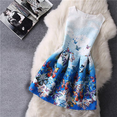 Cartoon Castle Summer Sleeveless Girls Print Dress Knee Length Princess A-Line Dress Clothes For Kids 6 to 12 years Old Kids - CelebritystyleFashion.com.au online clothing shop australia