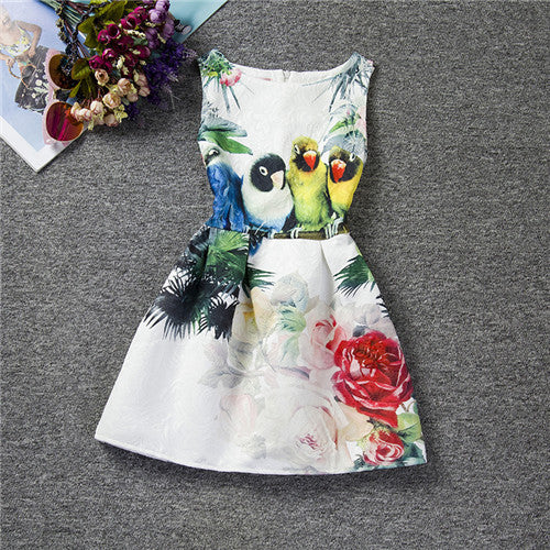 Cartoon Castle Summer Sleeveless Girls Print Dress Knee Length Princess A-Line Dress Clothes For Kids 6 to 12 years Old Kids - CelebritystyleFashion.com.au online clothing shop australia