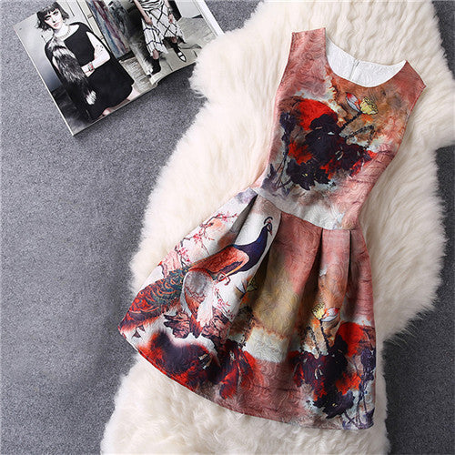 Cartoon Castle Summer Sleeveless Girls Print Dress Knee Length Princess A-Line Dress Clothes For Kids 6 to 12 years Old Kids - CelebritystyleFashion.com.au online clothing shop australia