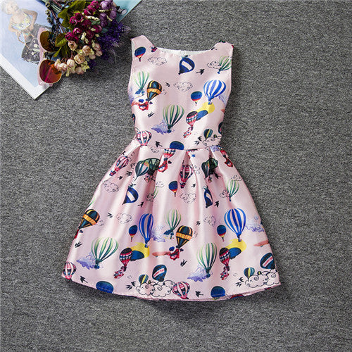 Cartoon Castle Summer Sleeveless Girls Print Dress Knee Length Princess A-Line Dress Clothes For Kids 6 to 12 years Old Kids - CelebritystyleFashion.com.au online clothing shop australia