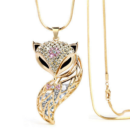 New Arrival Fox Pendant Necklace Trendy Zinc Alloy Animal Snake Chain Long Necklace Rhinestone Necklaces For Women Jewelry - CelebritystyleFashion.com.au online clothing shop australia