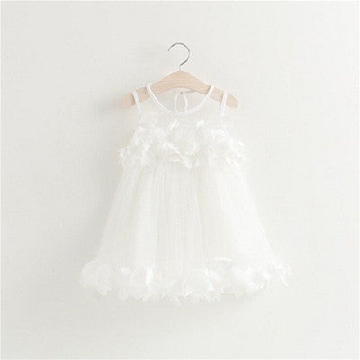 Summer Mesh Vest Girls Dress Baby Girl Princess Dress Fashion Sleeveless Petal Decoration Party Chlidren Clothes - CelebritystyleFashion.com.au online clothing shop australia