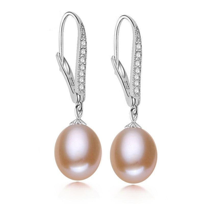 Real Freshwater Pearl Earring Sterling Silver 925 Jewelry Drop Natural Pearl Earrings Wedding Girl Birthday Best Gift White Pink - CelebritystyleFashion.com.au online clothing shop australia