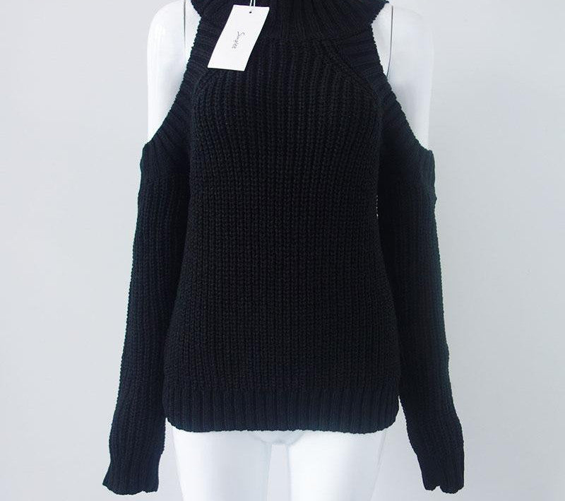 turtleneck off shoulder knitted sweater women autumn Fashion tricot pullover jumpers Pull femme oversized capes - CelebritystyleFashion.com.au online clothing shop australia