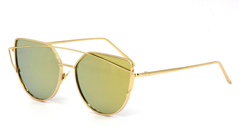 RunBird Mirror Flat Lense Women Cat Eye Sunglasses Classic Brand Designer Twin-Beams Rose Gold Frame Sun Glasses for Women M195 - CelebritystyleFashion.com.au online clothing shop australia