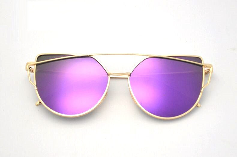 RunBird Mirror Flat Lense Women Cat Eye Sunglasses Classic Brand Designer Twin-Beams Rose Gold Frame Sun Glasses for Women M195 - CelebritystyleFashion.com.au online clothing shop australia