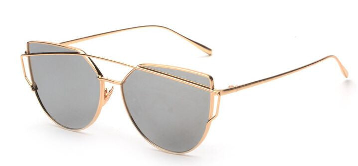 RunBird Mirror Flat Lense Women Cat Eye Sunglasses Classic Brand Designer Twin-Beams Rose Gold Frame Sun Glasses for Women M195 - CelebritystyleFashion.com.au online clothing shop australia