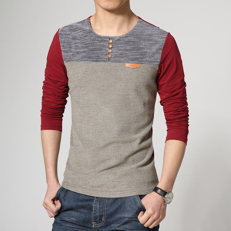 New Spring Fashion Brand O-Neck Slim Fit Long Sleeve T Shirt Men Trend Casual Men T-Shirt Korean T Shirts 4XL 5XL - CelebritystyleFashion.com.au online clothing shop australia
