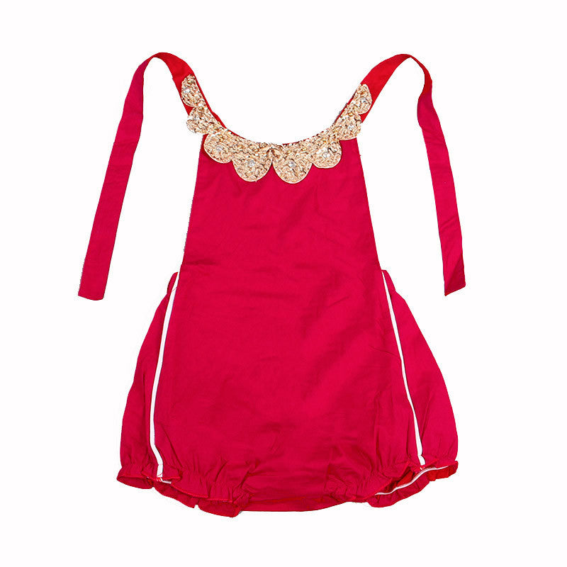 Baby Rompers New Summer Style Cotton Pearl Collar Red Baby Girls Clothing Set 60- 95cm Party Kids Jumpsuit - CelebritystyleFashion.com.au online clothing shop australia