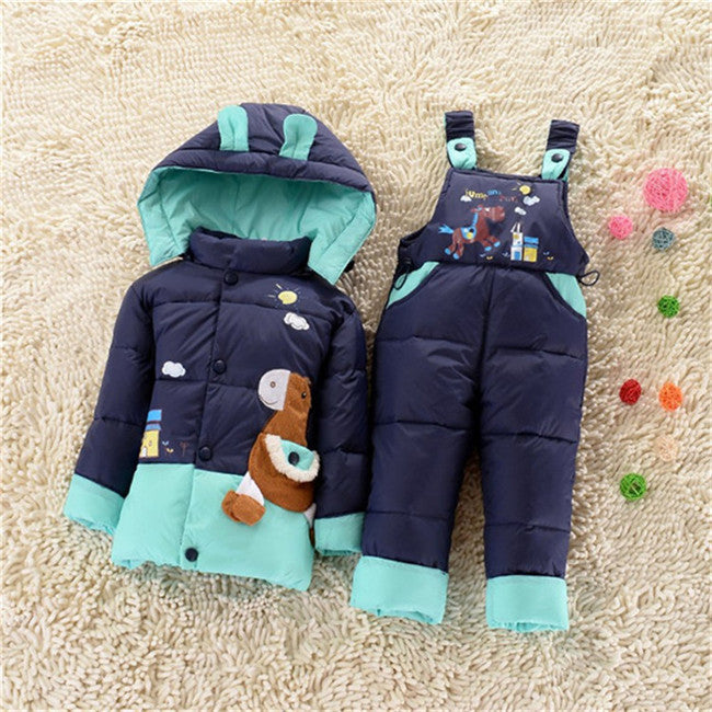 winter children clothing sets duck down jacket sets pants-jacket hooded baby girls winter jacket & coat Pony pattern - CelebritystyleFashion.com.au online clothing shop australia