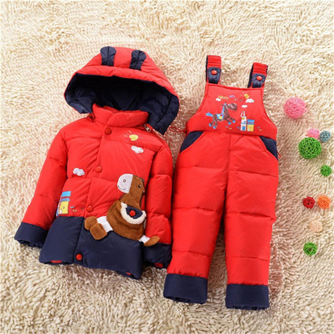 winter children clothing sets duck down jacket sets pants-jacket hooded baby girls winter jacket & coat Pony pattern - CelebritystyleFashion.com.au online clothing shop australia