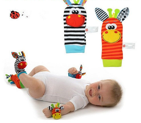 4Pcs(2Pcs Socks+2Pcs Wrists) New Infant Baby Kids Sock And Wrist Rattles Cute Intellectual Developmental Toys Animal - CelebritystyleFashion.com.au online clothing shop australia