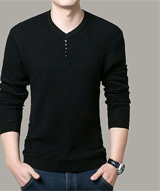 Solid Color Pullover Men V Neck Sweater Men Long Sleeve Shirt Mens Sweaters Wool Casual Dress Brand Cashmere Knitwear Pull Homme - CelebritystyleFashion.com.au online clothing shop australia