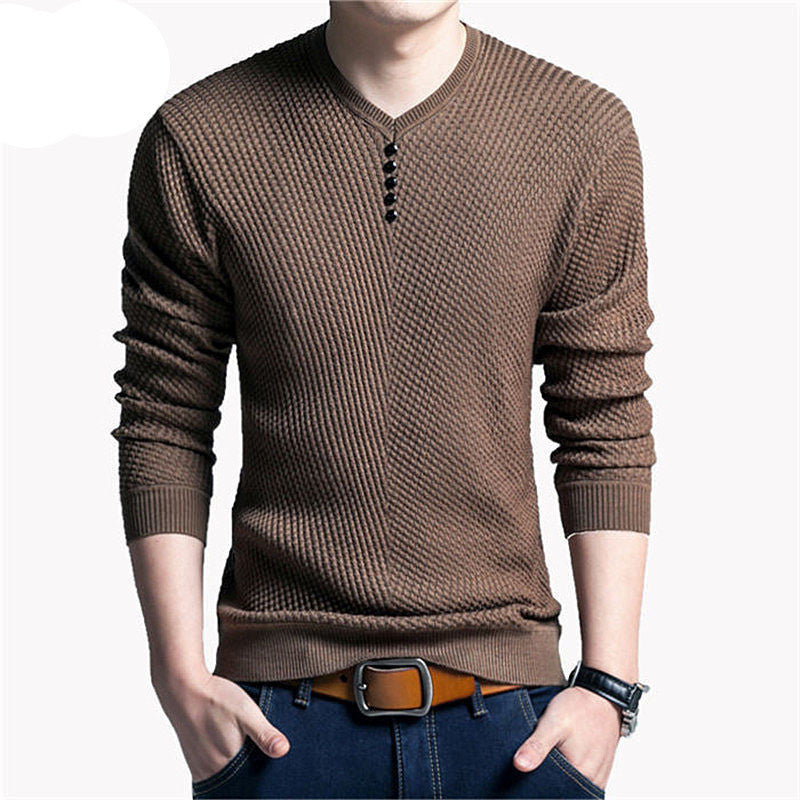 Solid Color Pullover Men V Neck Sweater Men Long Sleeve Shirt Mens Sweaters Wool Casual Dress Brand Cashmere Knitwear Pull Homme - CelebritystyleFashion.com.au online clothing shop australia