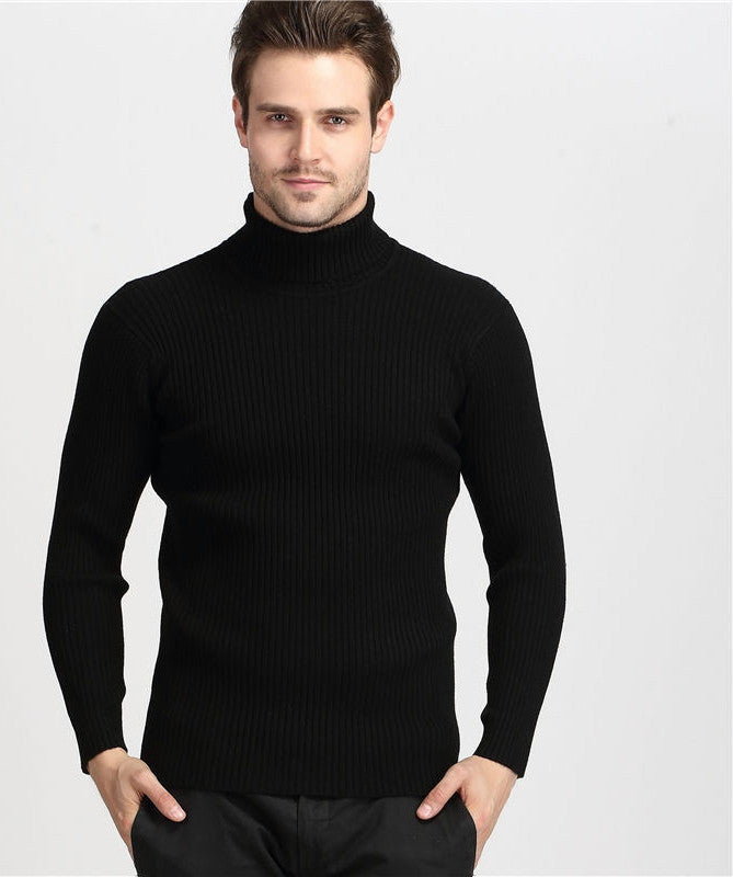 Winter Thick Warm 100% Cashmere Sweater Men Turtleneck Men Brand Mens Sweaters Slim Fit Pullover Men Knitwear Double collar - CelebritystyleFashion.com.au online clothing shop australia