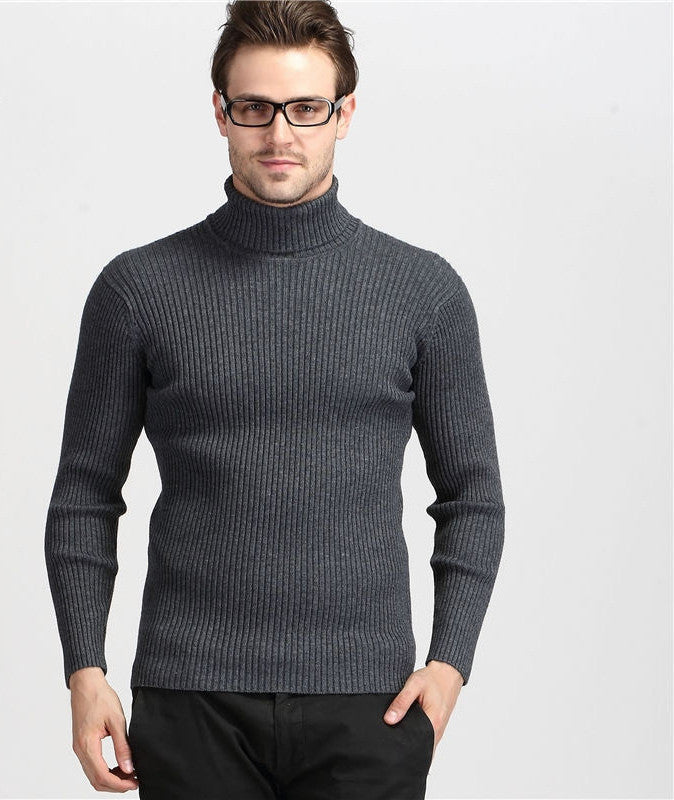 Winter Thick Warm 100% Cashmere Sweater Men Turtleneck Men Brand Mens Sweaters Slim Fit Pullover Men Knitwear Double collar - CelebritystyleFashion.com.au online clothing shop australia