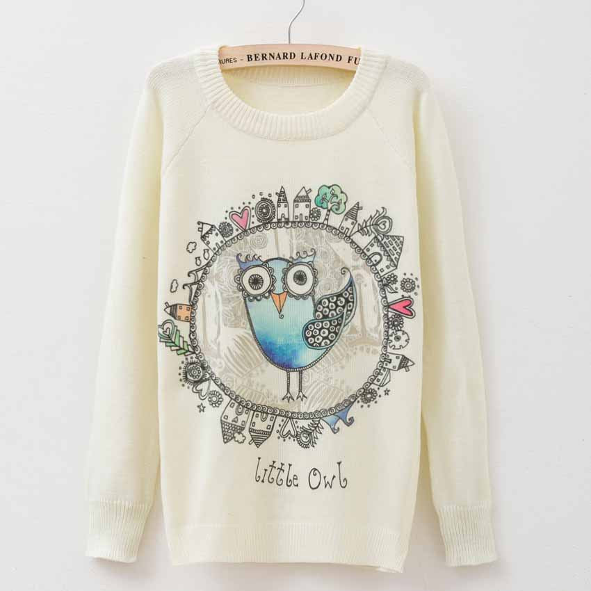 Rose garden owl bird print women sweaters and pullover Harajuku fashion Brand Knitwear sweater coat Plus Size - CelebritystyleFashion.com.au online clothing shop australia