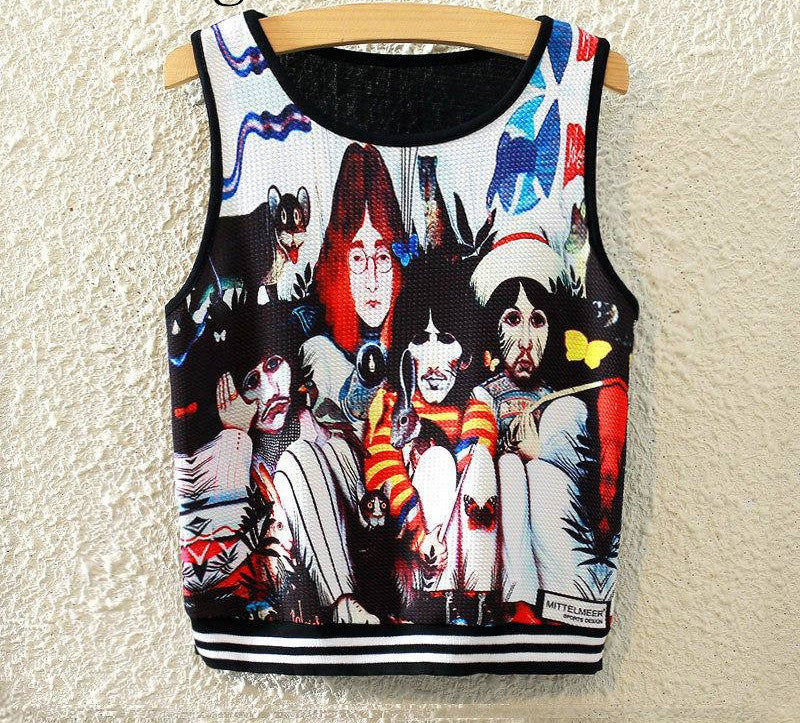 Fashion Women Sleeveless Sky Print Crop Top Cropped Tops Casual Top Fitness Women Vest Tank Tops - CelebritystyleFashion.com.au online clothing shop australia