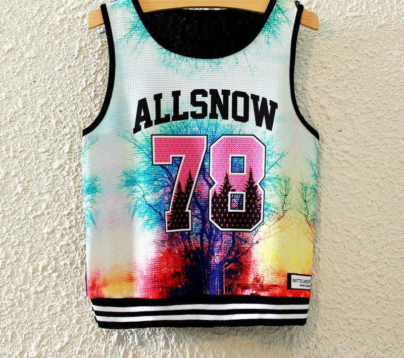 Fashion Women Sleeveless Sky Print Crop Top Cropped Tops Casual Top Fitness Women Vest Tank Tops - CelebritystyleFashion.com.au online clothing shop australia