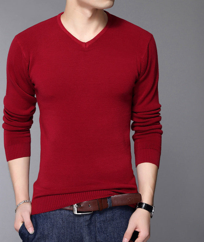 New Fashion Slim Fit Sweater Men Classic Pure Black Pullover Men Solid Color V-Neck Pull Homme Cashmere Wool Sweaters Shirt 6638 - CelebritystyleFashion.com.au online clothing shop australia