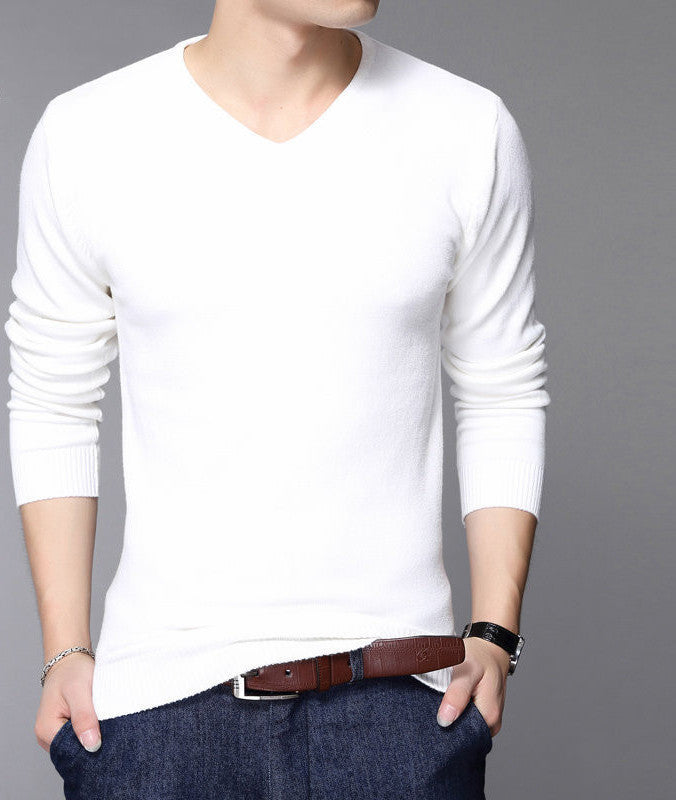 New Fashion Slim Fit Sweater Men Classic Pure Black Pullover Men Solid Color V-Neck Pull Homme Cashmere Wool Sweaters Shirt 6638 - CelebritystyleFashion.com.au online clothing shop australia