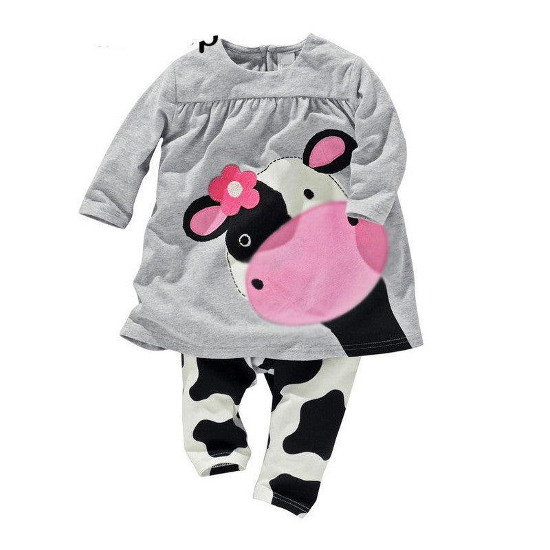 winter baby girl clothes casual long-sleeved T-shirt+Pants suit Tracksuit the cow suit of the girls - CelebritystyleFashion.com.au online clothing shop australia