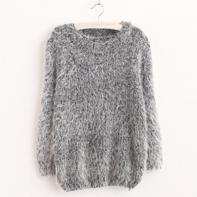 Women Fashion Autumn Winter Warm Mohair O-Neck Women Pullover Long Sleeve Casual Loose Sweater Knitted Tops - CelebritystyleFashion.com.au online clothing shop australia