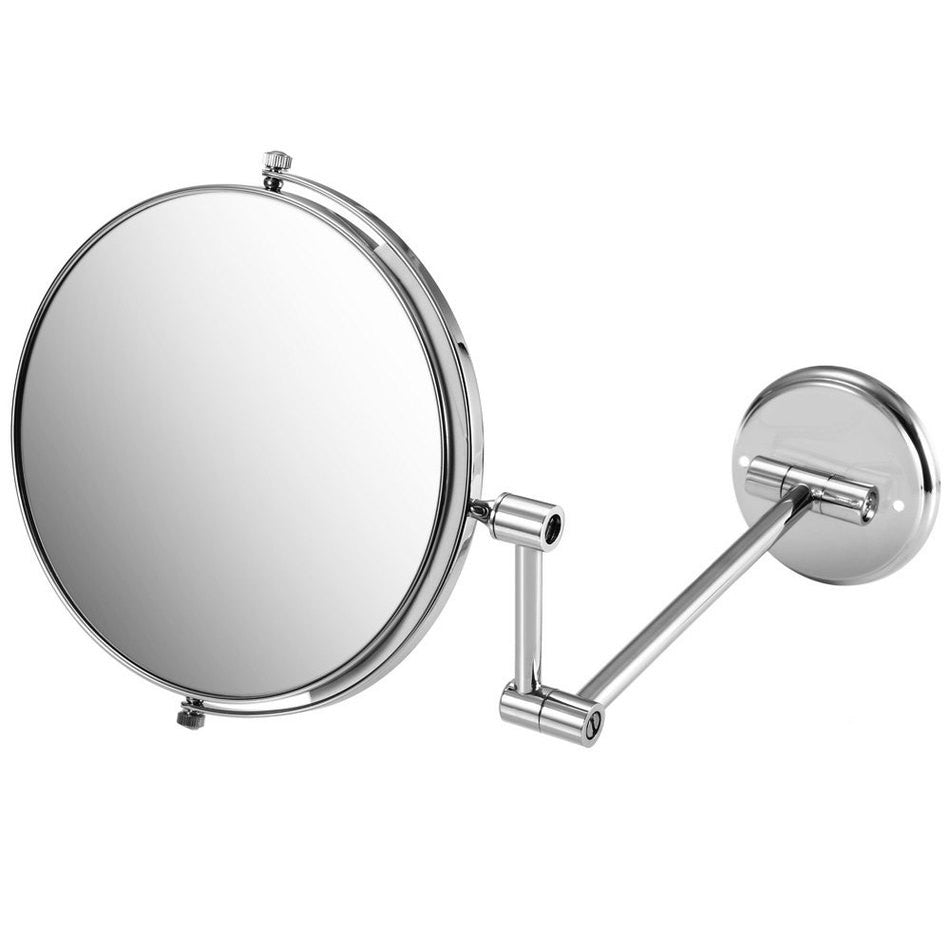 8 Double Side Folding Wall Mounted Makeup Shave Vanity Mirror Round Wall Mirror With Frame Arm Base Chrome Bathroom Mirror