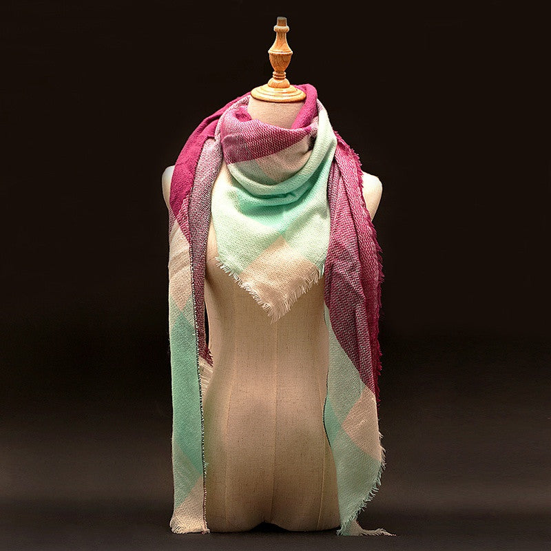 Za Winter Scarf Tartan Plaid Cashmere Scarf Pashmina New Designer Blanket Scarf Luxury Brand Women's Scarves and Wraps - CelebritystyleFashion.com.au online clothing shop australia