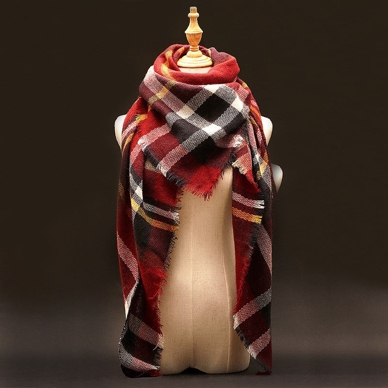 Za Winter Scarf Tartan Plaid Cashmere Scarf Pashmina New Designer Blanket Scarf Luxury Brand Women's Scarves and Wraps - CelebritystyleFashion.com.au online clothing shop australia