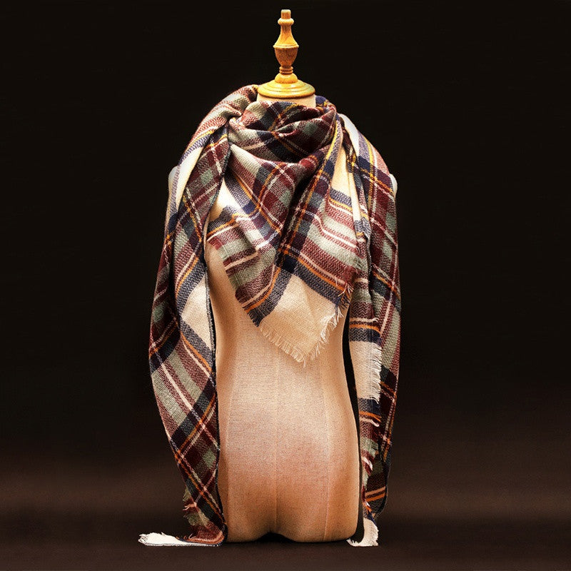 Za Winter Scarf Tartan Plaid Cashmere Scarf Pashmina New Designer Blanket Scarf Luxury Brand Women's Scarves and Wraps - CelebritystyleFashion.com.au online clothing shop australia