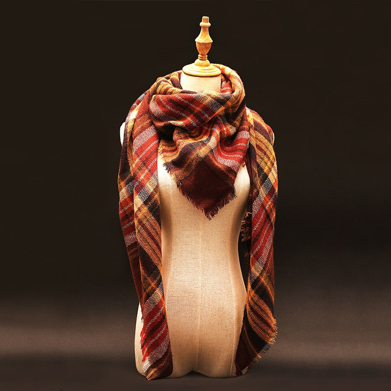 Za Winter Scarf Tartan Plaid Cashmere Scarf Pashmina New Designer Blanket Scarf Luxury Brand Women's Scarves and Wraps - CelebritystyleFashion.com.au online clothing shop australia