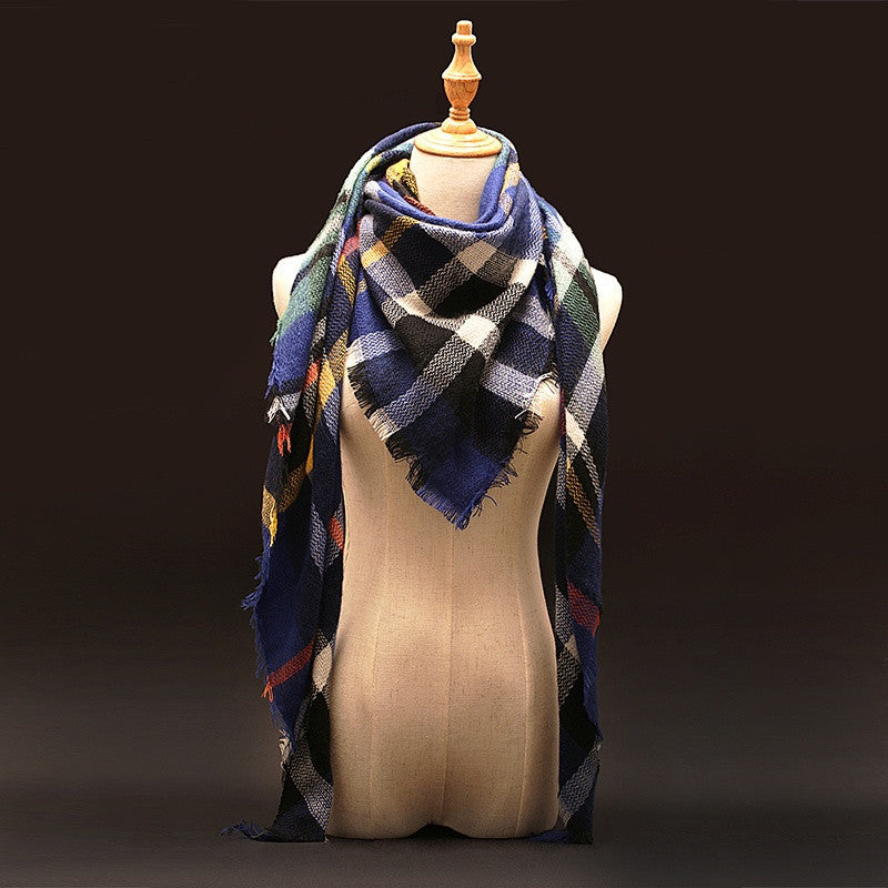 Za Winter Scarf Tartan Plaid Cashmere Scarf Pashmina New Designer Blanket Scarf Luxury Brand Women's Scarves and Wraps - CelebritystyleFashion.com.au online clothing shop australia