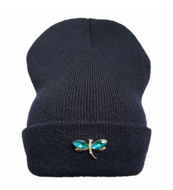 Dragonfly Crystal Accessory Beanie Hat For Women, Hip Hop Cute Hats Winter Caps Female Beanies bonnet - CelebritystyleFashion.com.au online clothing shop australia