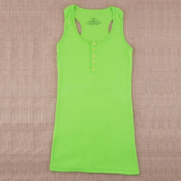 1Pc Ladies Multicolor Long Sleeveless Bodycon Temperament Cotton Long T-shirt Tank Top Women Vest Tops regatas feminino - CelebritystyleFashion.com.au online clothing shop australia