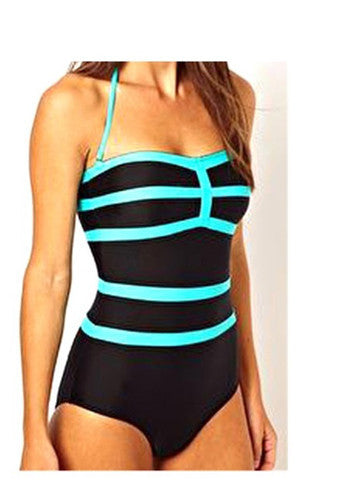 color sky blue stitching simple piece swim swimwear cover the belly was thin swimsuit Conservative Europe D036 - CelebritystyleFashion.com.au online clothing shop australia