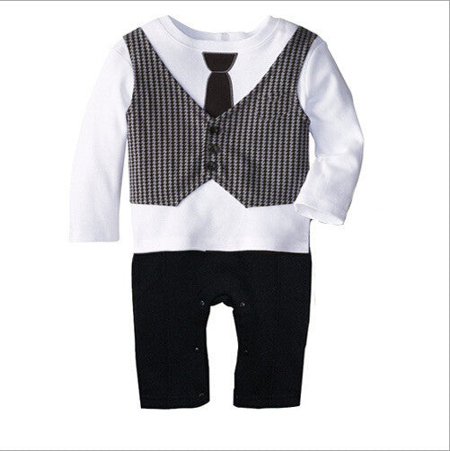 Newborn Baby Rompers Cotton Gentleman Infant Boys Clothes Tie Bow Toddler Kids One-Pieces Jumpsuits for 0-18M - CelebritystyleFashion.com.au online clothing shop australia