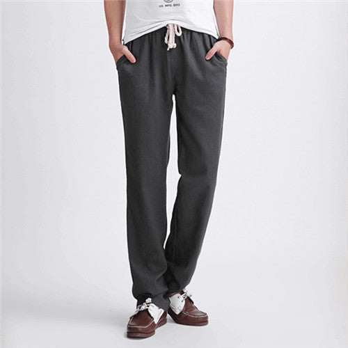 Men's casual pants New Men's solid color linen casual trousers Stylish and comfortable large size men straight trousers - CelebritystyleFashion.com.au online clothing shop australia