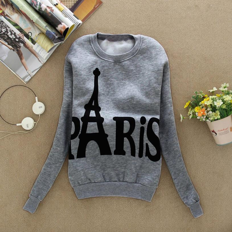 Modern Spring Autumn Winter Womens Long Sleeve Printed Pullover casual Sweatshirts Blouse Tops Cotton Eiffel Tower Pattem H17 - CelebritystyleFashion.com.au online clothing shop australia