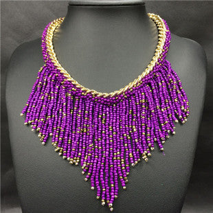Fashion Jewelry Mujer New Bohemian Necklaces Women Handmade Handwoven Collier Long Tassel Beads Choker Statement Necklaces - CelebritystyleFashion.com.au online clothing shop australia