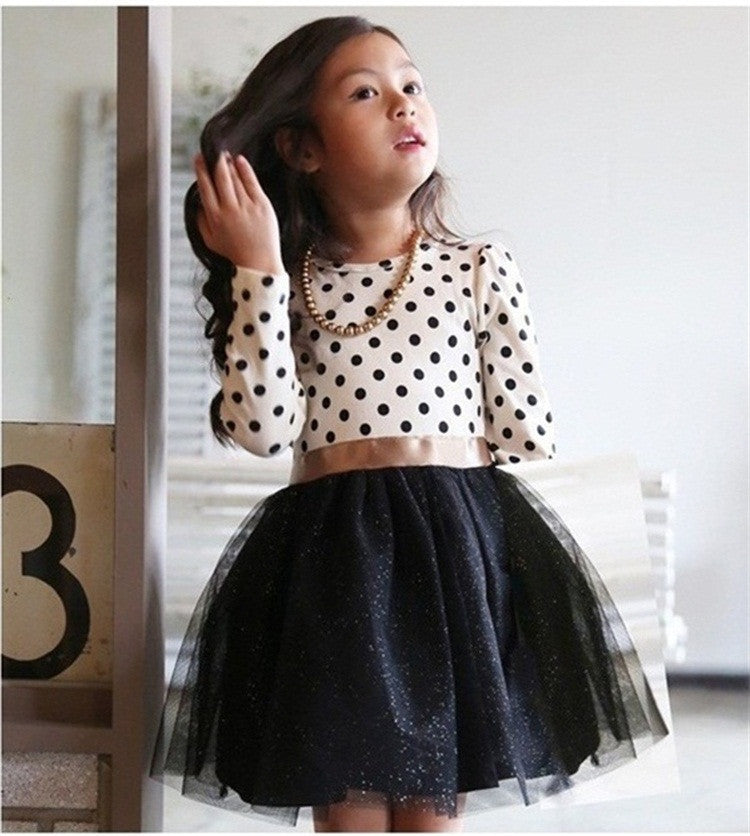 New Autumn Winter Kids Toddlers Girls Dresses Polka Dot Bow-Knot Long Sleeve Dress Girl Clothing Party Kids Clothes 3-8Year - CelebritystyleFashion.com.au online clothing shop australia