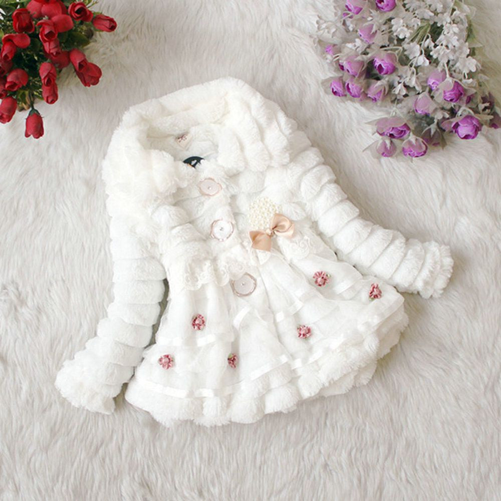 Baby Girls Faux Fur Fleece Coat Party Pageant Warm Jacket Xmas Snowsuit 1-5Years - CelebritystyleFashion.com.au online clothing shop australia