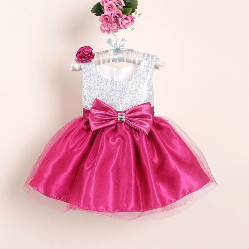 New Christmas Flower Girl Dresses Red Sequin Big Bow Baby Party Dress for wedding vestidos infantis 0-4 years - CelebritystyleFashion.com.au online clothing shop australia