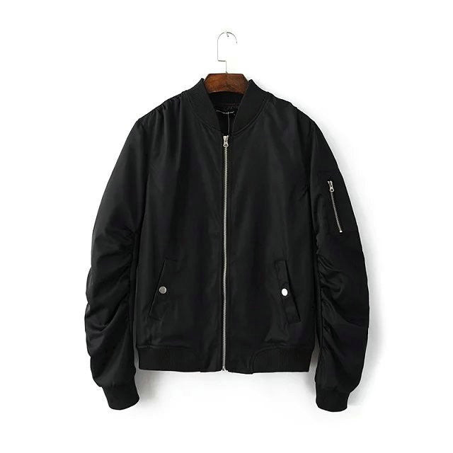 Spring Autumn Mens Solid Flight Army Green Bomber Jacket Men's Rib Sleeve Zipper Short Air Force Baseball Coats Clothing - CelebritystyleFashion.com.au online clothing shop australia
