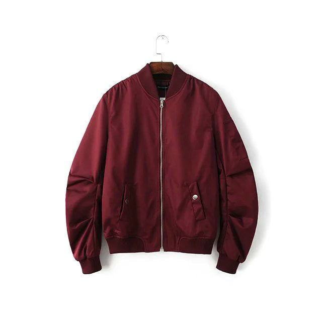 Spring Autumn Mens Solid Flight Army Green Bomber Jacket Men's Rib Sleeve Zipper Short Air Force Baseball Coats Clothing - CelebritystyleFashion.com.au online clothing shop australia