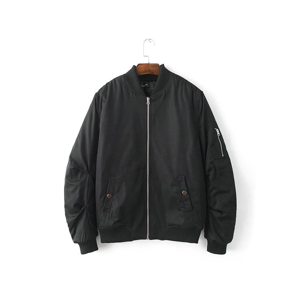 Spring Autumn Mens Solid Flight Army Green Bomber Jacket Men's Rib Sleeve Zipper Short Air Force Baseball Coats Clothing - CelebritystyleFashion.com.au online clothing shop australia