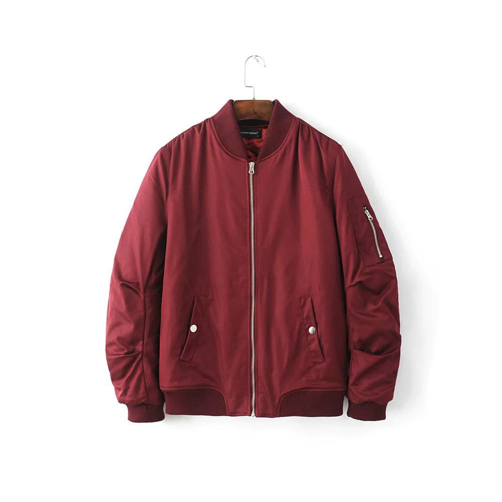Spring Autumn Mens Solid Flight Army Green Bomber Jacket Men's Rib Sleeve Zipper Short Air Force Baseball Coats Clothing - CelebritystyleFashion.com.au online clothing shop australia